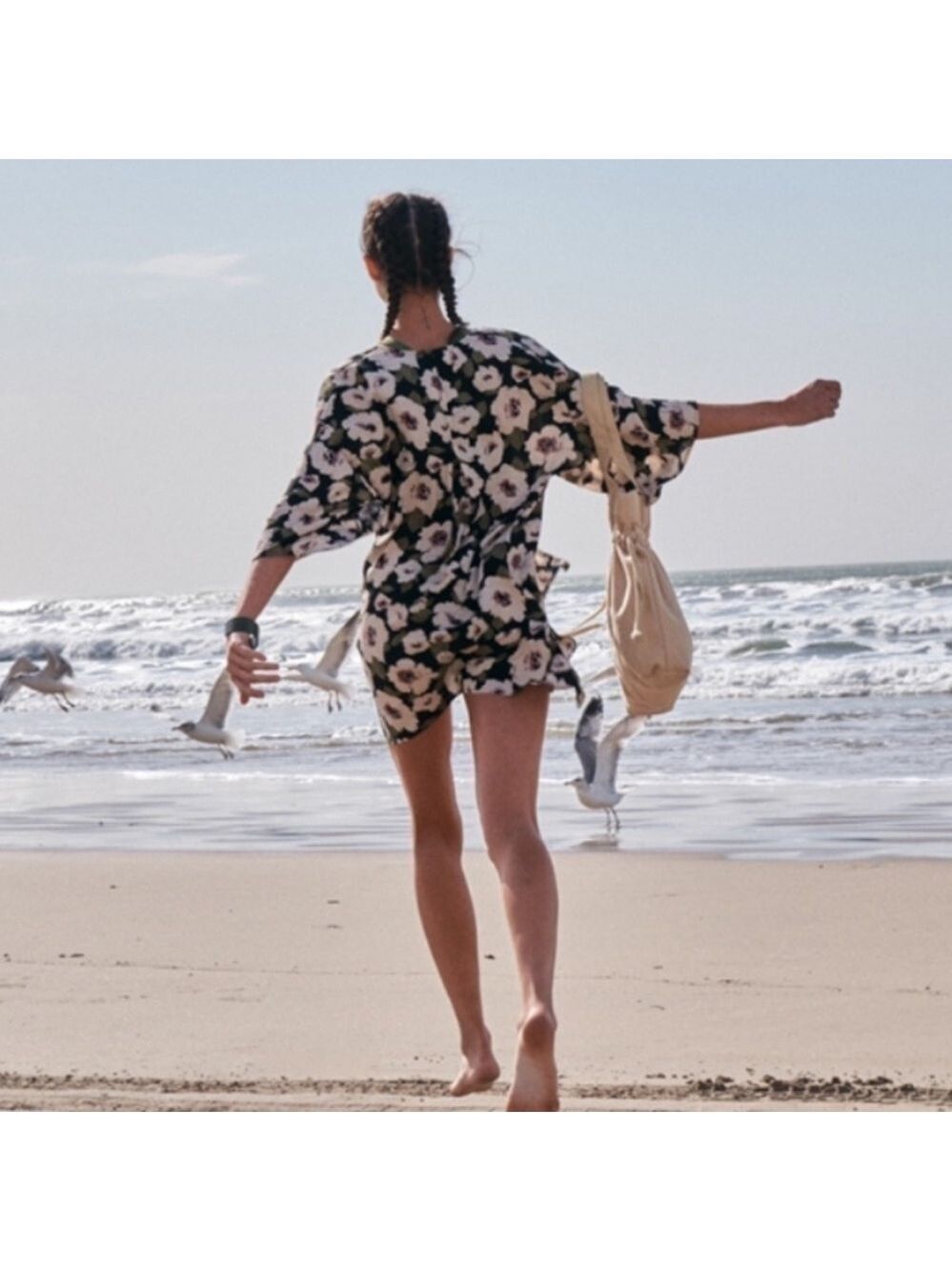 Dark floral kimono top beach or swim cover up spring summer boho coastal
